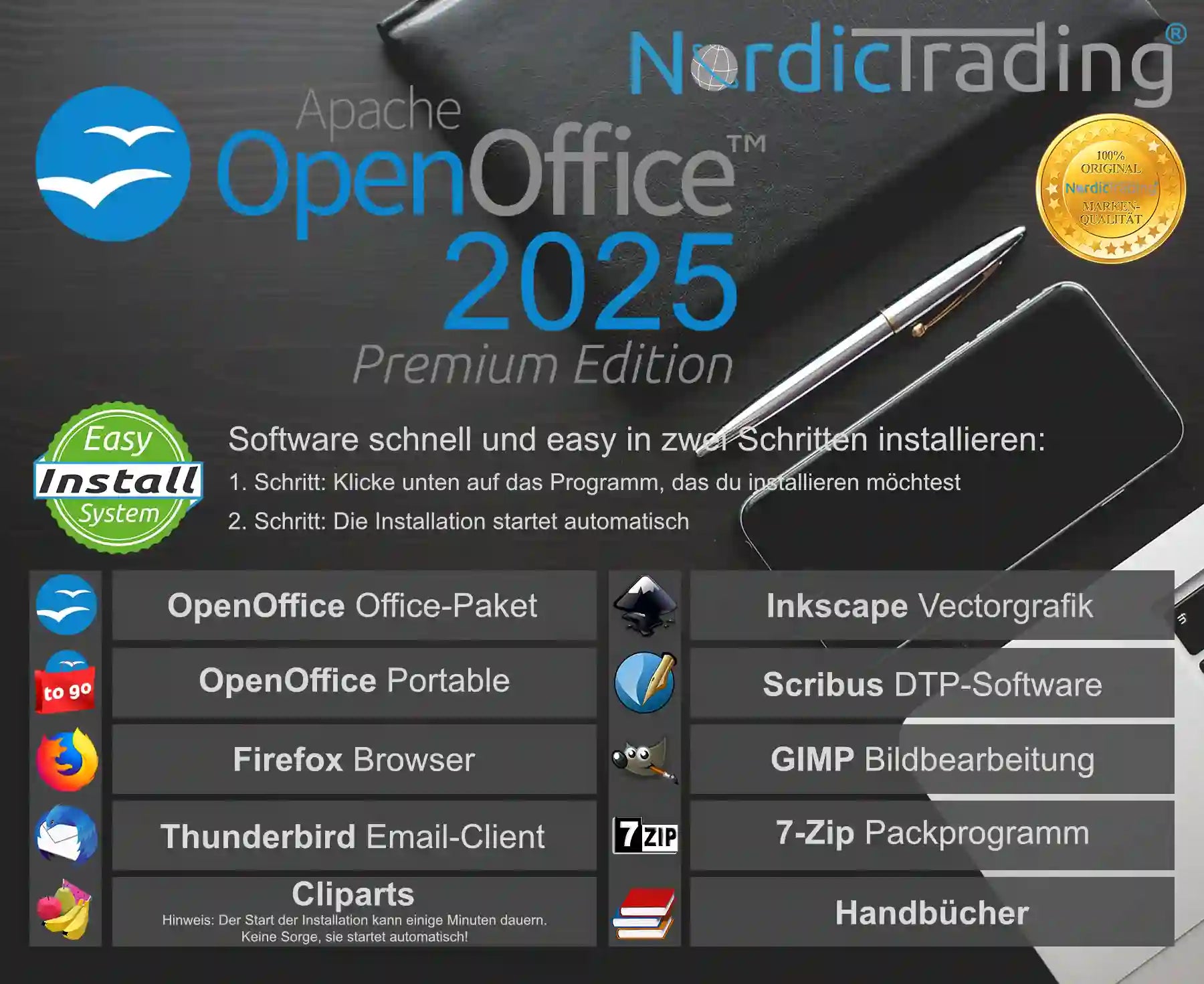 OpenOffice 2025 Premium Edition (V. 4.1.16) auf 8 GB USB-Stick